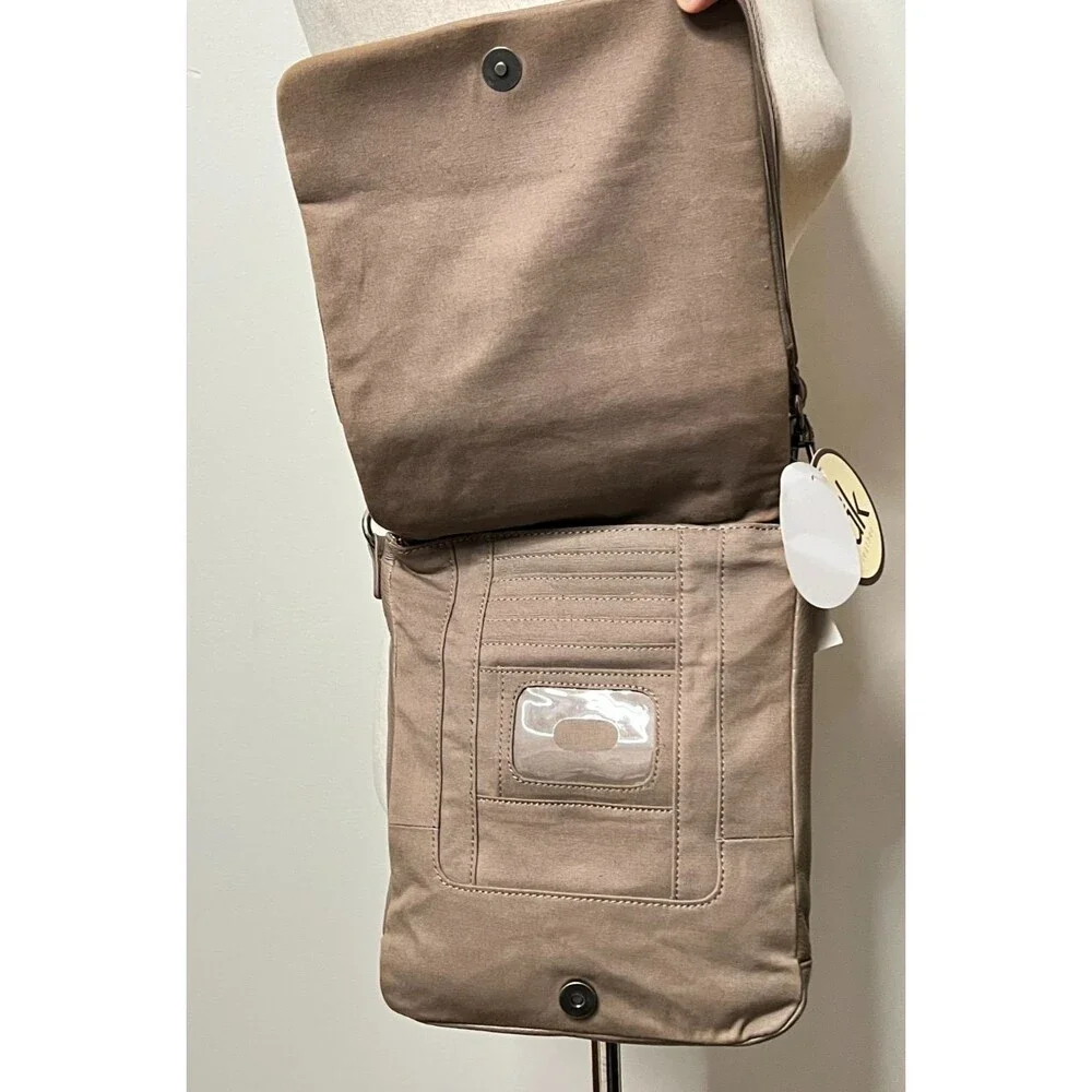 NWT $129 The Sak Taupe 100% Leather Crossbody Purse Parker Bag iPad Friendly